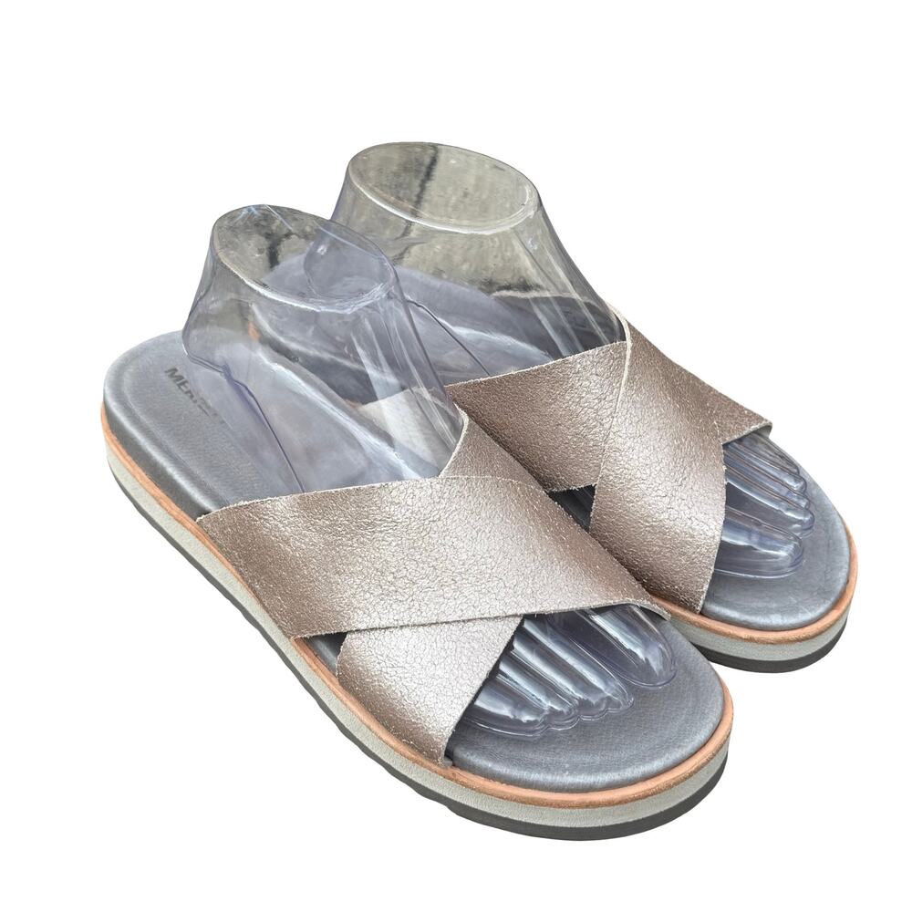 MERRELL Sandals Leather Juno Metallic Comfort Casual Slides Slip-On 10